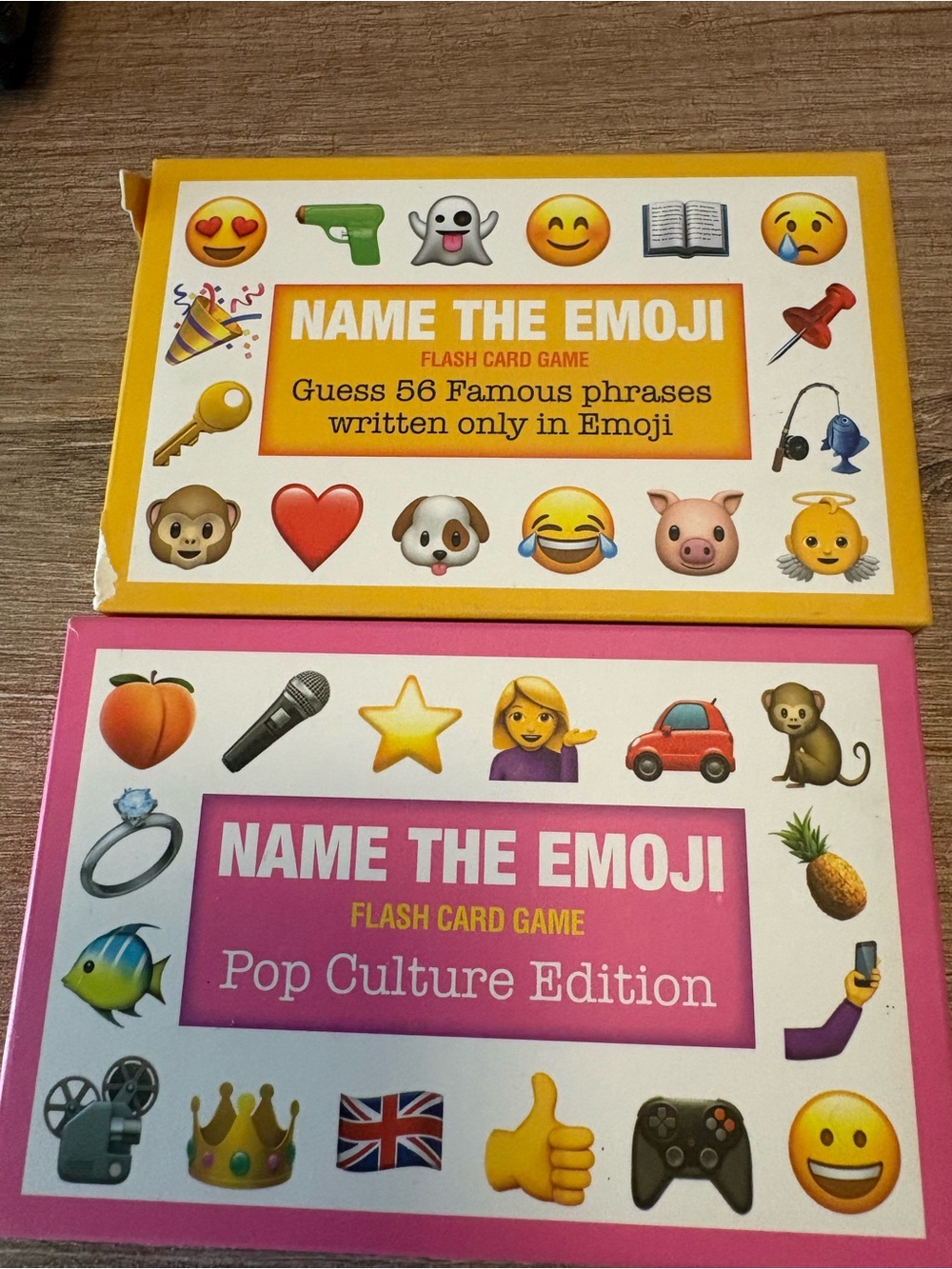Name The Emoji Flash Card Game - Yellow & Pink Boxes